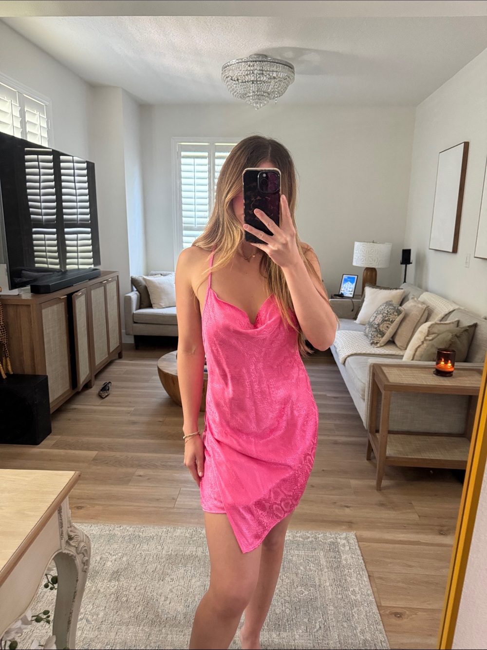 Zara hot pink Jacquard satin mini slip dress NWT! 💕 - Picture 2 of 9